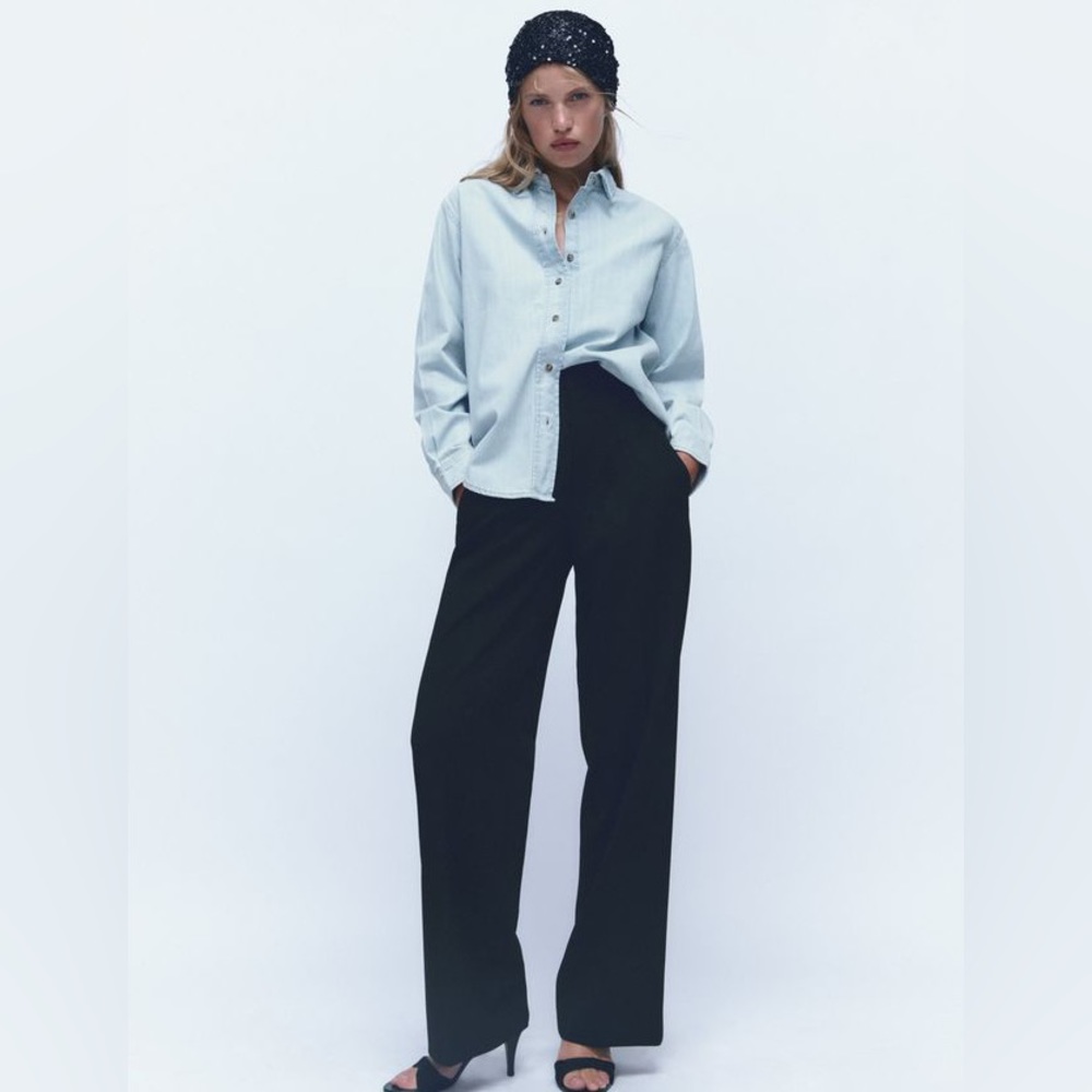 ❌❌❌SOLD❌❌❌ ZARA The Nora Denim Button Down Shirt Light Wash Classic Relaxed